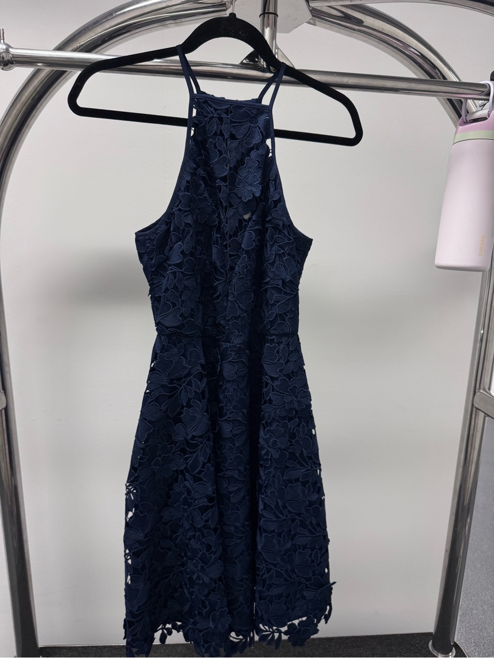 KEEPSAKE the Label Navy Floral Lace Halter Midi Dress